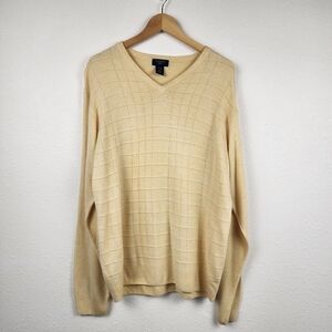 Dockers XL Yellow Textured Sweater V-Neck Casual Classic Pullover Long Sleeve